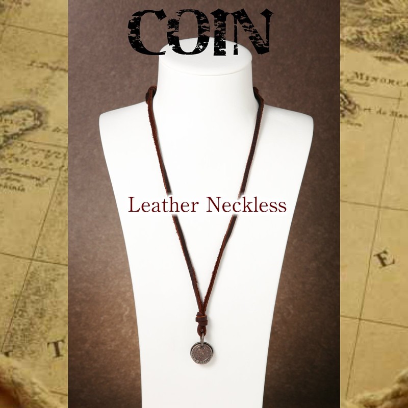Phoenix Antique Ring & Coin Necklace with Leather Cord, Unisex