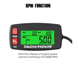 Taikemeti RPM Tachometer, Hour Meter, Records Total Hours, Suitable for Lawn Mower, Tractor, Generator, Compressor