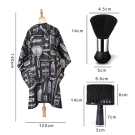 CLKE Hairdressing Accessories, with 2 Hairdressing Brushes and 1 Hairdressing Cape, Adult Neck Brush, Hairdressing Cape, Professional Barber Accessories, for Home or Hairdressing Salon