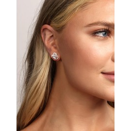 Dainty 925 Sterling Silver Infinity Love Knot Earrings, Forever Love Knot Infinity Stud Earrings For Women Hypoallergenic Trinity Small Post Flat Back Earrings