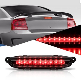 Auto Dynasty Full LED Rear Center High Mount 3rd Third Tail Brake Light Stop Lamp Compatible with Charger 2006-2010, Black Housing Smoked Lens