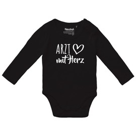 Huuraa Baby Bodysuit Doctor with Heart Gift Size 62-80 Organic Cotton Fairtrade Doctor Gift Idea, black
