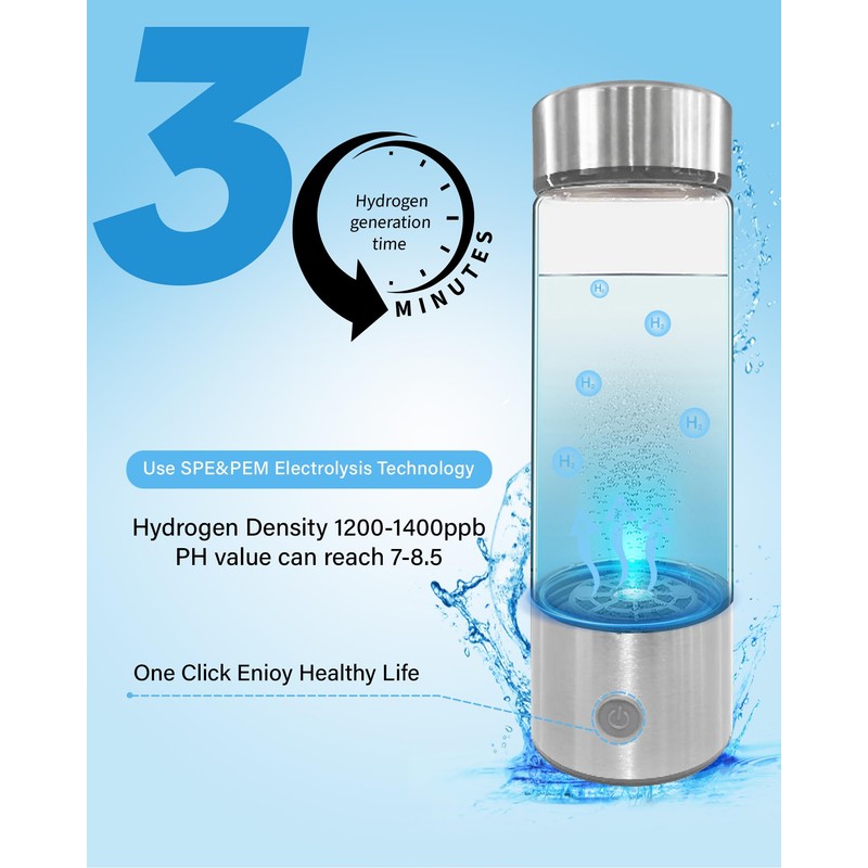 Hydrogen Water Bottle Generator with SPE PEM Technology Improve Water