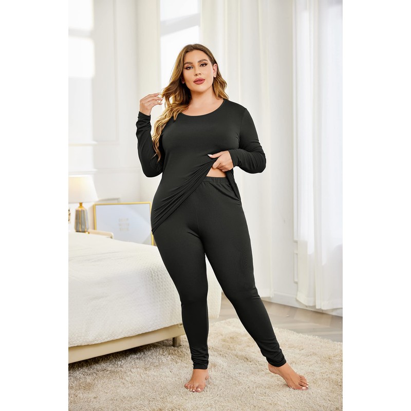 IN'VOLAND Women’s Plus Size Thermal Long Johns Sets Fleece Lined