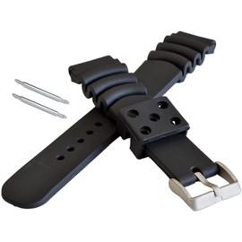 tocotabi 0.8 inch (20 mm) Watch Strap, Extra Thick, Urethane Rubber, Supple, Rubber, Long, Waterproof, Breathable, Spring Bars Included