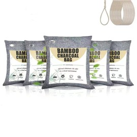 Bamboo Charcoal Air Purifier Bags – Natural Odor Absorber Eliminators, Ideal for Home Closets, Pet Litter Boxes, Cars, Refrigerators & Shoe Cabinets (100 g (Pack of 5))