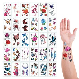 100 Tatuajes Temporales Dibujos Animados Tatuaje Falso Pegatinas 30 Hojas Pegatina Femenina Duradera Resistente Al Agua Niños Fiesta de Cumpleaños Regalo Bolsas Relleno (Colores/Paq 5)