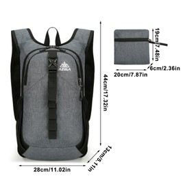 FUNANASUN Hiking Backpack, Small, 16L Foldable Backpack with Back Ventilation, gray