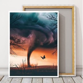 QAZWSX 5D Diamond Painting by Number Kits Tornado Round Full Drill Diamond Art Embroidery Crystal Cross Stitch for Wall Decoration 12×16 inch