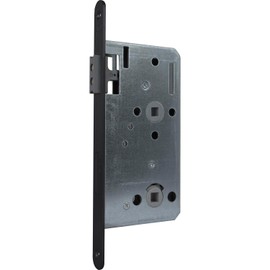 KFV Magnetic Latch WC 78 mm Door Fitting, Mortise Lock Magnetic DM 55 Round Stainless Steel Painted Black