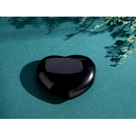 GUJOXILA 1.8" Black Obsidian Crystal Heart Crystals Gifts for Women Gemstones Ornaments Polished Nature Protection Reiki Balancing Spiritual Meditation Stones