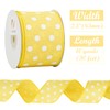 HUIHUANG Yellow Polka Dot Burlap Ribbon Wired Edge Ribbon 2.5