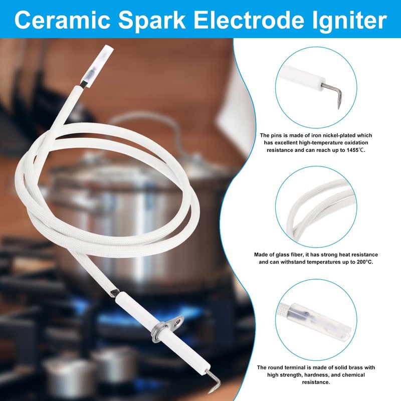 PATIKIL 3Pcs Ceramic Spark Electrode Igniter with Wire Lead Replacement