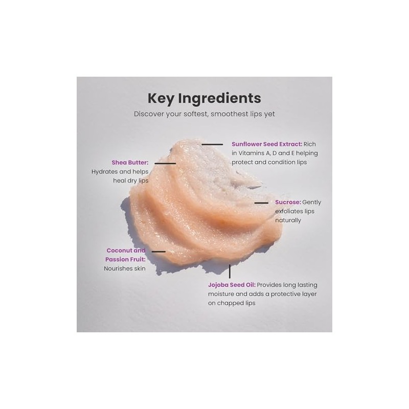 Dermasuri Exfoliante y humectante para labios, exfoliante de azúcar para