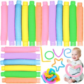 Zeuwets Pack of 18 Pop Tubes, Mini Pop Tubes Sensory Toy, Colourful Stretch Tube Sensory Toy, Pop Tubes Fidget Toy, Stretch Tube Sensory Toy for Children, Stress Relief Party