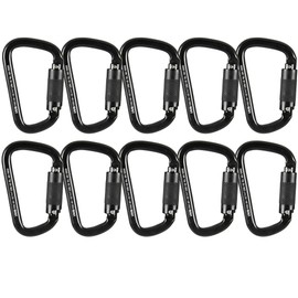 Fusion Climb Swift Auto Lock Modified D Shape Carabiner Second Generation Black Silver 10-Pack