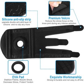 HOKIAMCN Knee Support with Open-Patella Design for Joint Pain, Sports, Injury Rehabilitation, Knee Brace Adjustable and Breathable for Men Woman with SBR Pad and 3 Straps (Black)