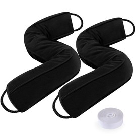 Sunolga 2 Packs 38 Inches 2.2LB Weighted Door Draft Stopper Filled with Glass Beads & Cotton, Removable Machine Washable Sound Proof Under Door Draft Blocker with Anti-Abrasion Bottom for Door, Black