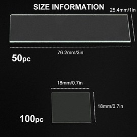 Pack of 100 Cover Glasses + 50 Microscope Slides, Microscope Cover Glasses, Slides, The Size of 100 Pieces is 18 x 18 mm and the Size of 50 Pieces is 25.4 x 76.2 mm, for Laboratory Biology