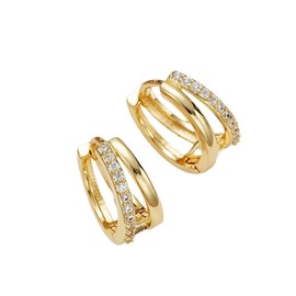 Zestjewel 1pair Gold Hoop Earrings for Women Trendy 14K Gold Plated Cubic Zirconia Diamond Small Huggie Hoops 925 Sterling Silver Post Minimalist Lightweight Hypoallergenic Simple Jewelry Gift for Her