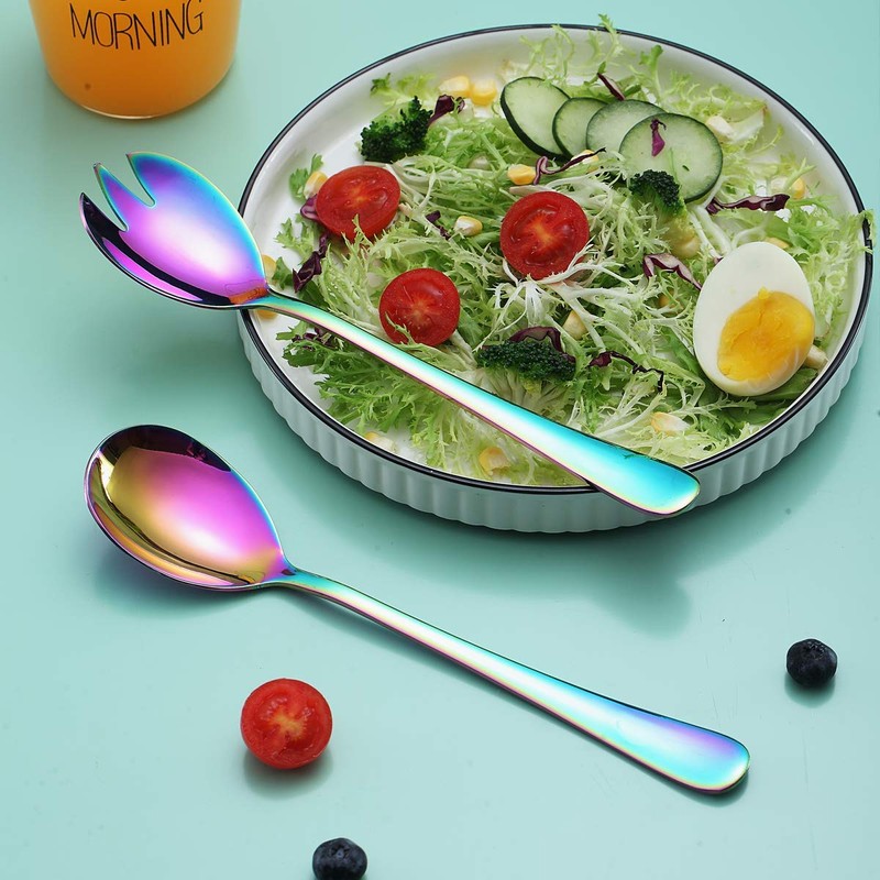 Berglander Rainbow Salad Server Set, Stainless Steel Salad Serving Set