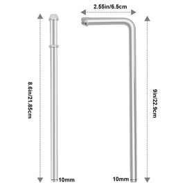 4 Pcs Exhaust Hanger Rods with 2 Pcs 3/8" x 9" 90 Degree Bent 23cm Hanger Steel & 2 Pcs 3/8" x 8.6" Straight Universal Weld in Hanger Rods
