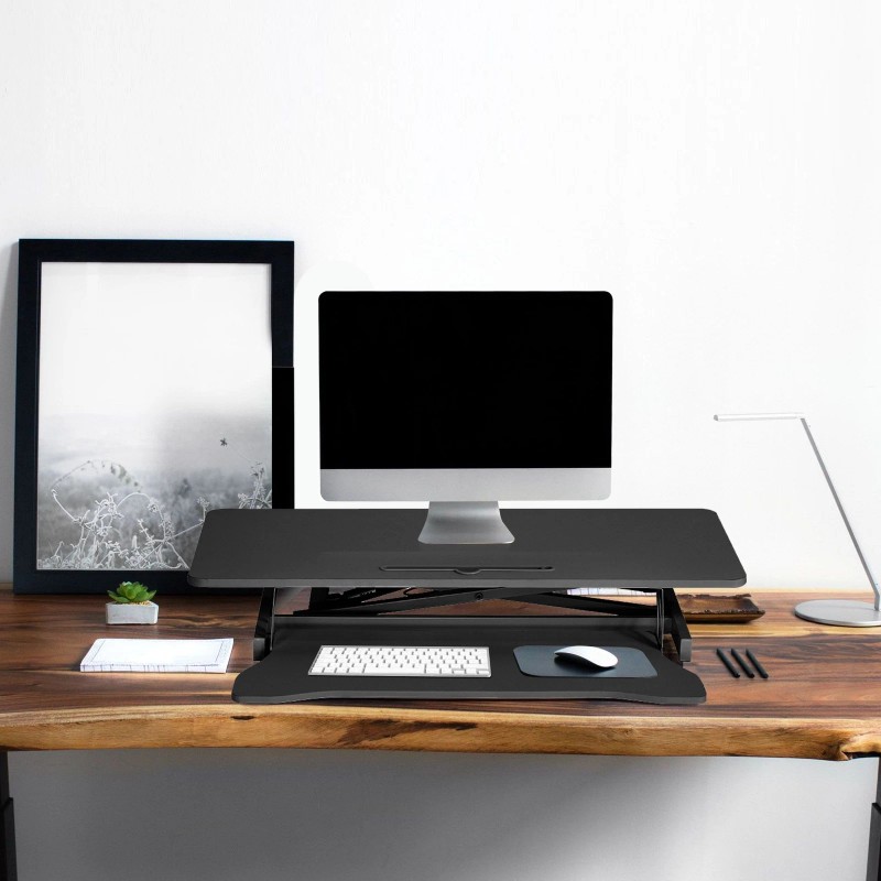 IGANG 37" Black Home Office Desk Riser Adjustable Standing Desk
