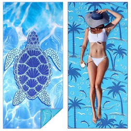 JIUS@FF Toalla De Playa Superligera, Toalla De Microfibra Sin Arena, Toalla De Playa Fina Superabsorbente Y De Secado Rápido, 71 X 32 Pulgadas, Regalo Perfecto para Viajes, Camping, Vacaciones