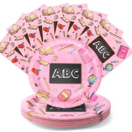 TUZHE 40 STK einschulung mädchen deko pappgeschirr set, schulanfang mädchen servietten und pappteller Tischdeko Zubehör für 20 Kinder