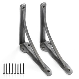 Edenic 2pcs Scaffold Board Ironbridge Shelf Brackets - 4x5.5 Inch Cast Iron Heavy Duty Wall Bracket for Shelves, 8 Wall Mounted Screws 25mmx4.5mm for Kitchen Shelve, Living Room, Outdoor Support