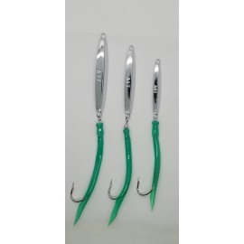 Bass Pro Shops 3 New Ava Diamond Jigs 1,2,3oz Split Tube Tails Bluefish Striper Jigging Casting