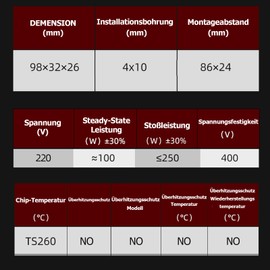 PTC Heating Element 220 V 100 W PTC Ceramic Air Heater, PTC Heater, Electrically Insulated Ceramic Thermostat High Performance 54 mm PTCYIDU