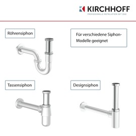 KIRCHHOFF 98848318 Immersion Pipe for Siphon 30 cm Chrome, Pipe Extension 300 mm for Bottle Siphon and Tube Siphon, 1 1/4 Inch, Extra Long Additional Pipe for Sink Drain, Stainless Steel Drain