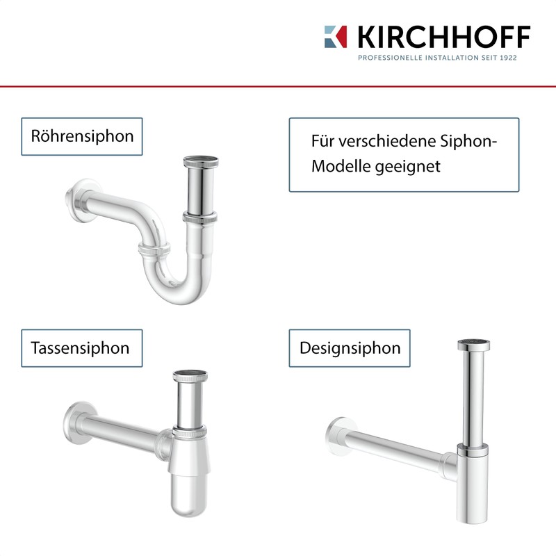 KIRCHHOFF 98848318 Immersion Pipe for Siphon 30 cm Chrome, Pipe