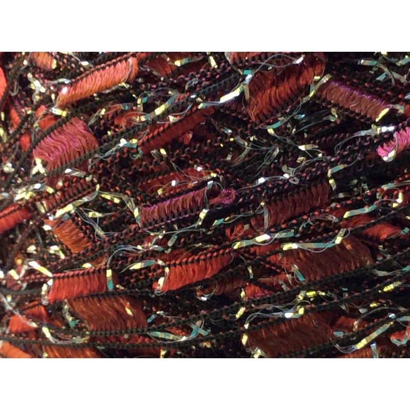 Berry Glitz Ladder Ribbon Yarn Dark Horse Beautiful #B119 Red,