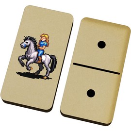 Azeeda 'Pixel Art Girl Riding Horse' Domino Set & Box (DM00040158)