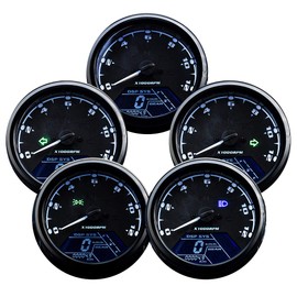DKMOTORK 0011 Digital Gauge Motorcycle Speedometer/Tachometer/Odometer MPH KM/H Universal with Multi-Function Indicator Light Display Black
