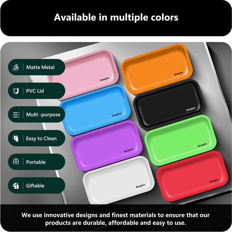 roygra Rolling Tray, Large Metal Tray, Cigarette Pre Roll Smoking