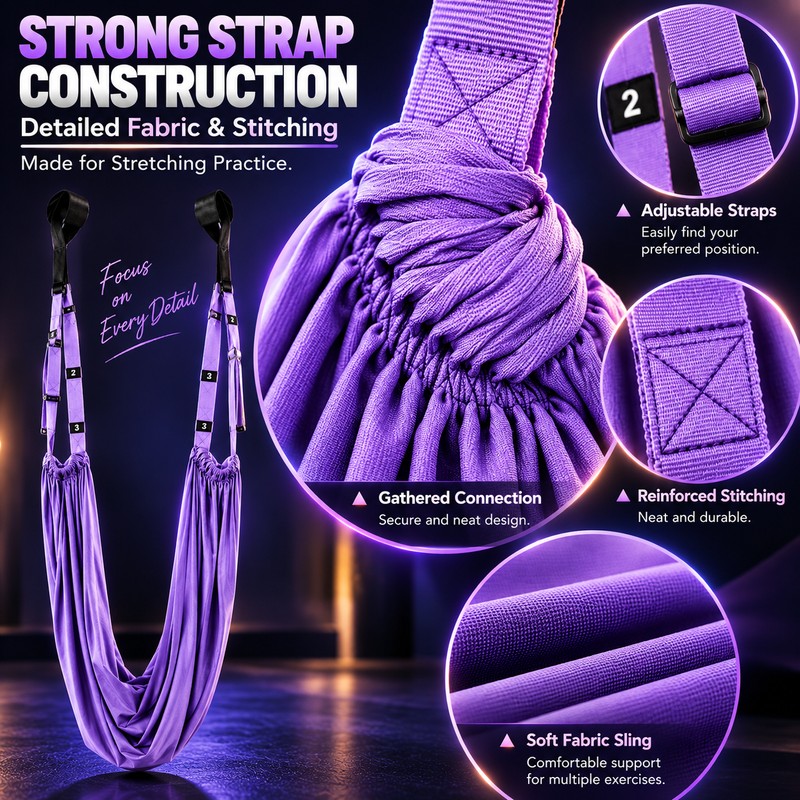 Yoga Stretch Strap for Flexibility Training – Purple Hanging Exercise