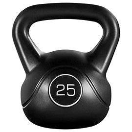 Yaheetech 25lbs Kettlebell Weight w/HDPE Coated & Wide Flat Base, Kettle Bell Weights w/Ergonomic Handle for Home Gym Fitness Workout Bodybuilding Weight Lifting, Black