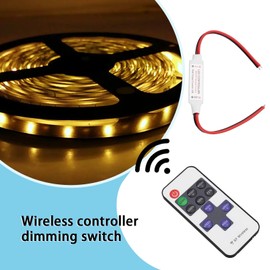 VGOL 2 Pack LED Strip Remote Control 11 Keys RF Mini Remote Control DC5V-DC24V for 2 Pin SMD 5050 3528 2835 5630 LED Single Color Strip