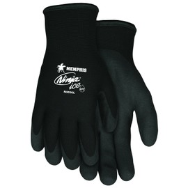 1 Pair Memphis Glove N9690M Ninja Ice 15 Gauge Black Nylon Cold Weather Glove, Acrylic Terry Inner, HPT Palm and Fingertips, Medium, 1 Pair