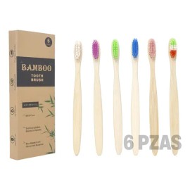 Cepillos De Dientes Biodegradables De Bambú Color 6 CEPILLOS COLORES SURTIDOS                                                                         