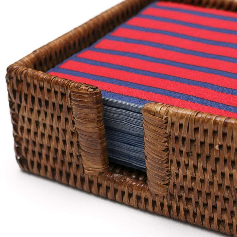 Caspari Rattan Cocktail Napkin Holder Brown,HC01