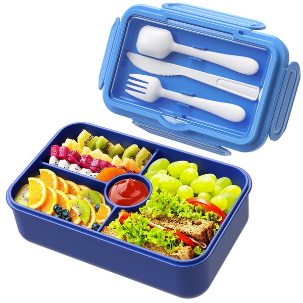 Jim's Store Lunch Box for Children, 1100 ml Lunch Box Children with Compartments, Large Bento Box, Lunch Box for Nurseries, School, Blue