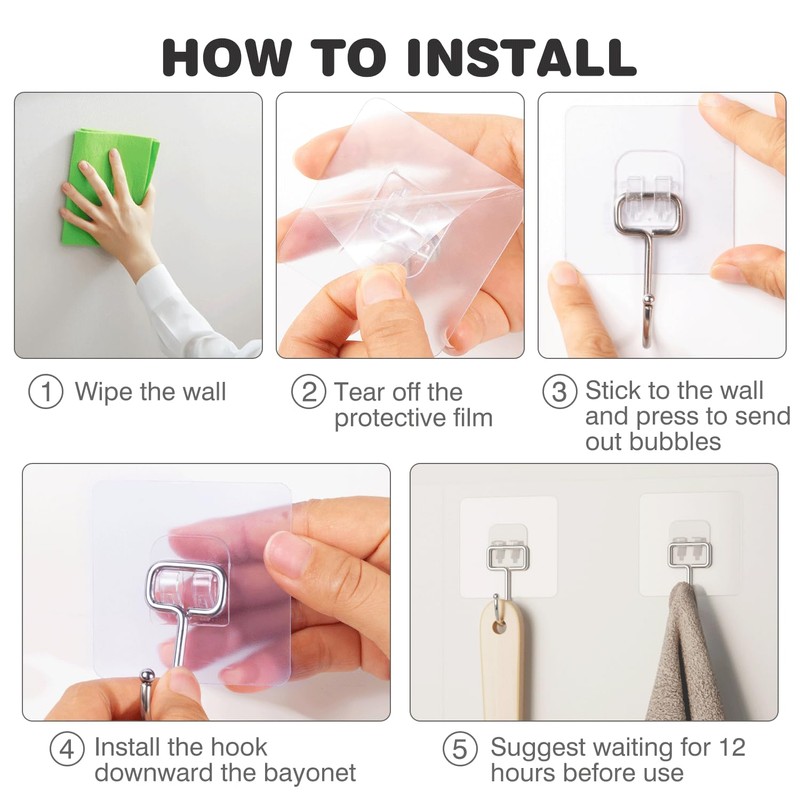 18 Pack Large Adhesive Wall Hooks for Hanging Heavy Duty