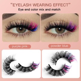 Chunmeng Colored Eyelashes Fluffy Eye Lashes With Colorful D Curl Strip Lashes Look Like Extensions 5D Mink Natural Wispy Salon Perfect False Eyelashes Pack (7 pairs)