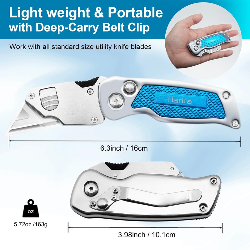 Box Cutter, Utility Knife with Quick Change Blades, Stainless Steel