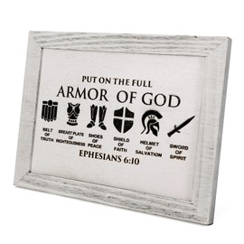 The Armor of God Christian Desktop Framed, Ephesians 6:10 Bible Verse Wooden Plaque Sign Décor – Religious Home Decor, Unique Gift for Faith & Inspiration, Christian Gift Spiritual Battle