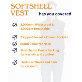 Acme Projects Men's Softshell Vest (US, Alpha, Large, Regular, Regular, Black)